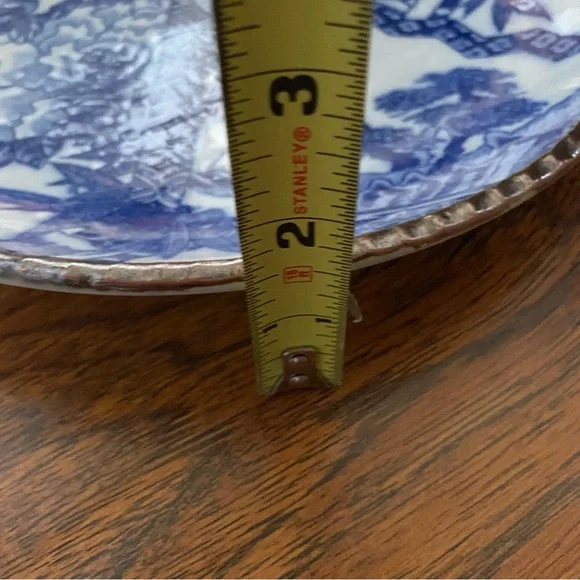 Antique Japanese Porcelain Igezara PlateFlow Blue Brown Scalloped Edge